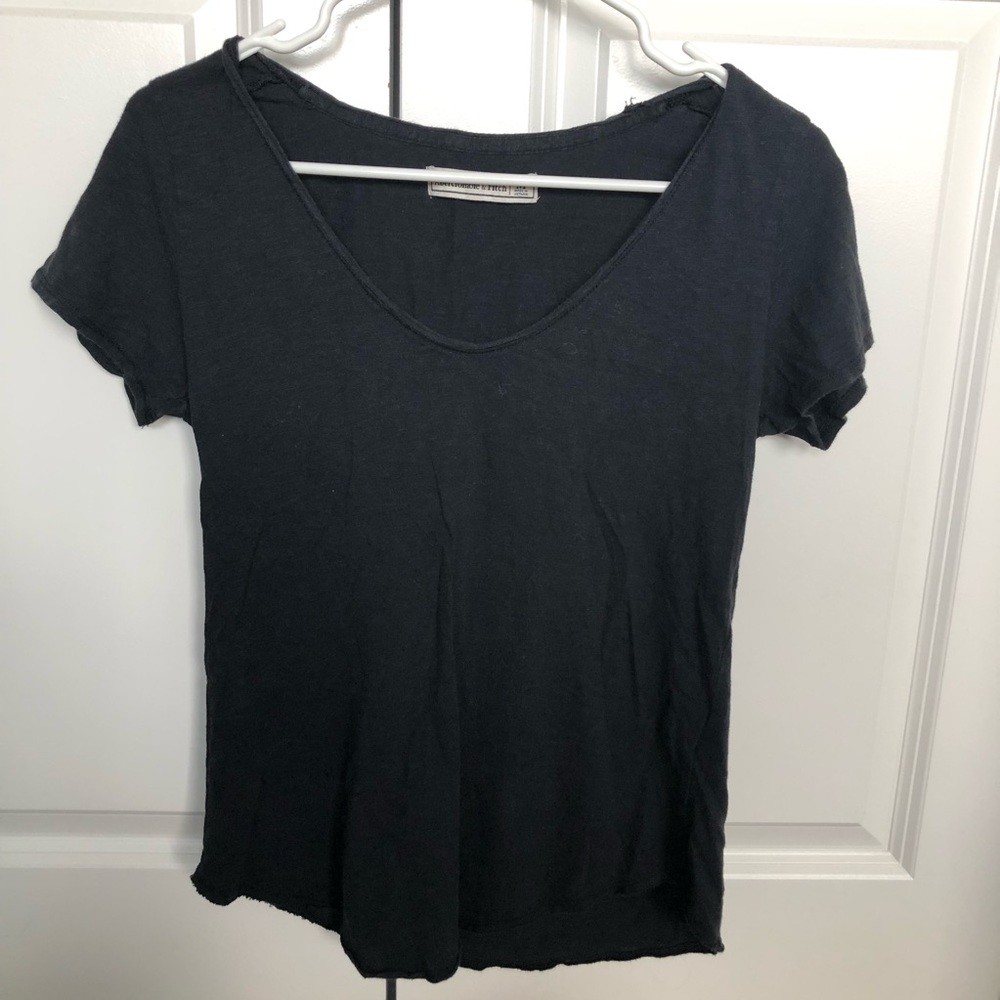 Abercrombie and Fitch raw hem black shirt
